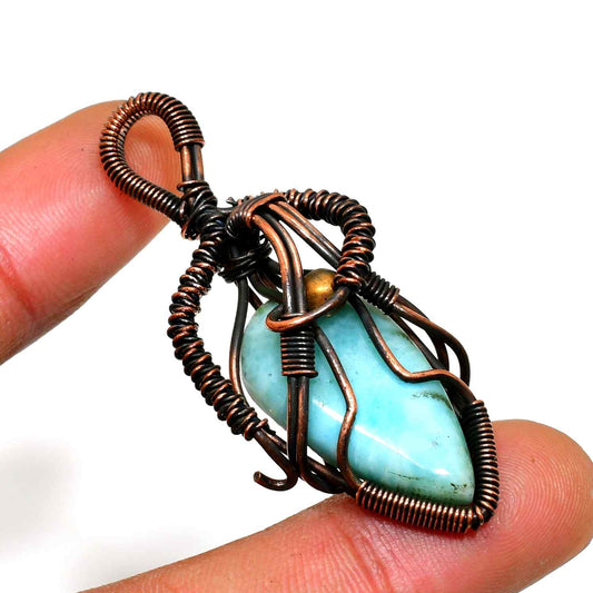Ocean’s Whisper – Larimar Copper Pendant