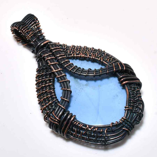 Serenity’s Embrace – Blue Lace Agate Copper Pendant