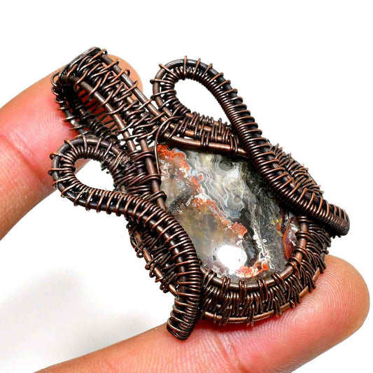 Gaia’s Balance – Agate & Copper Pendant