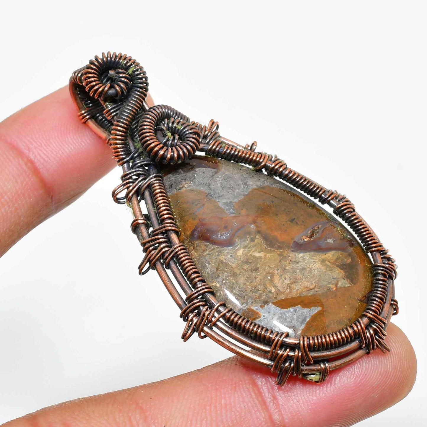 Gaia’s Balance – Agate Copper Pendant