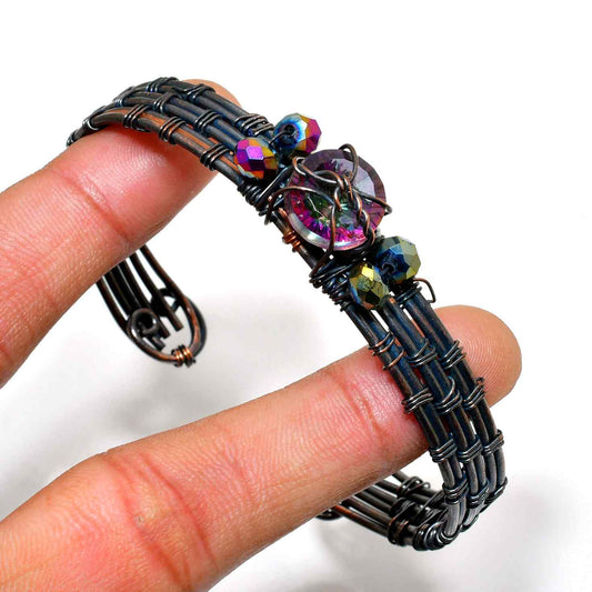 Aurora’s Glow – Rainbow Quartz Copper Cuff