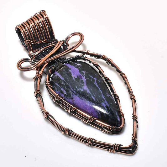Ezra’s Veil – Amethyst & Oxidized Copper Pendant
