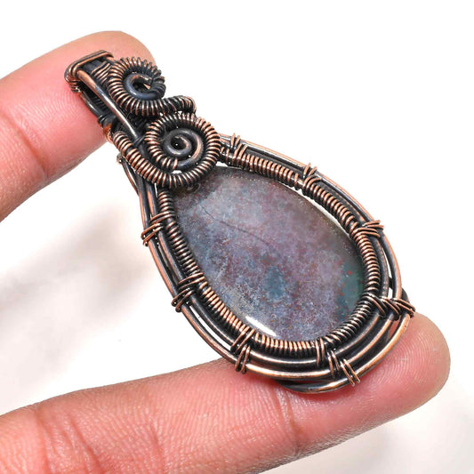 Selene’s Harmony – Copper-Wrapped Gemstone Pendant