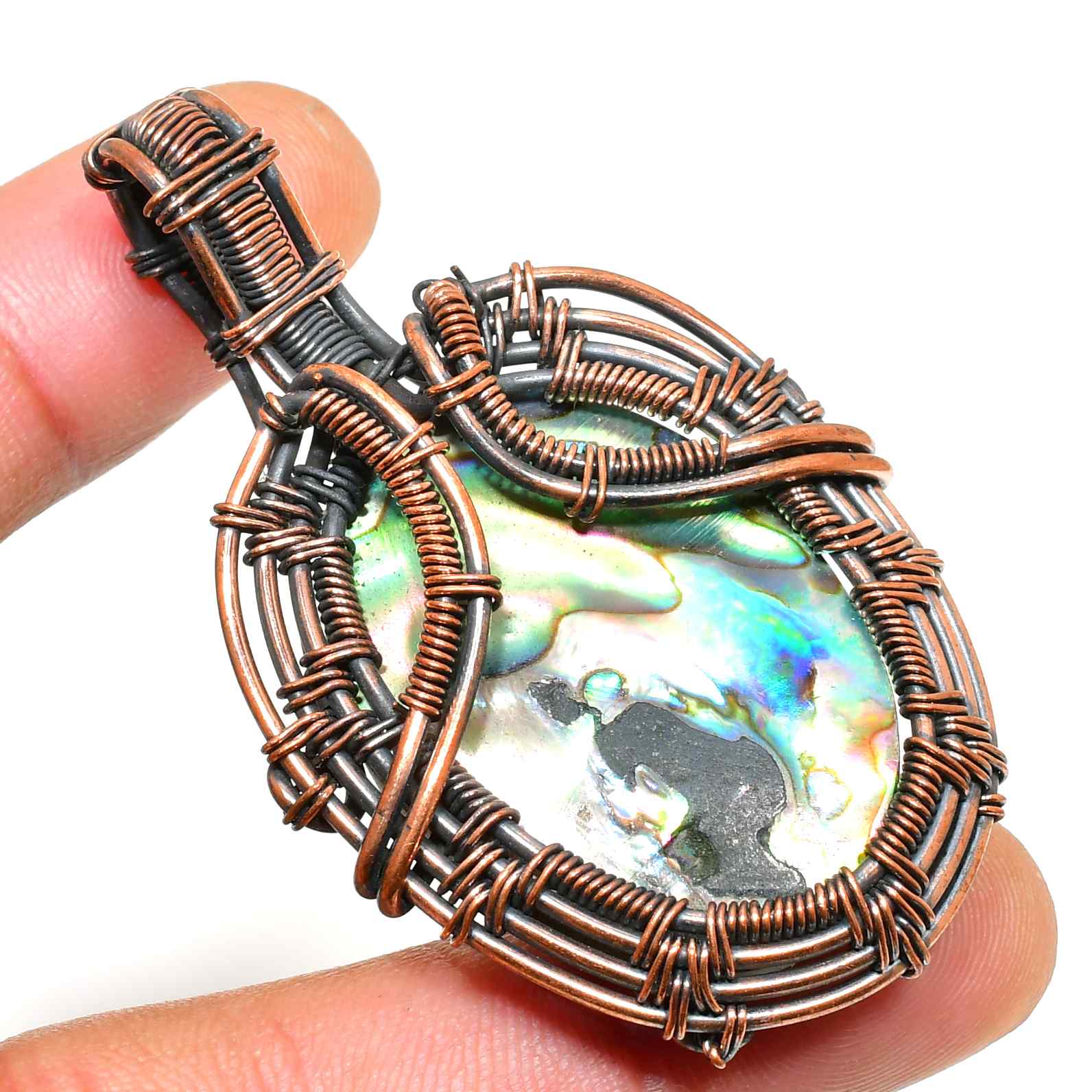Ocean’s Embrace – Abalone Copper Pendant