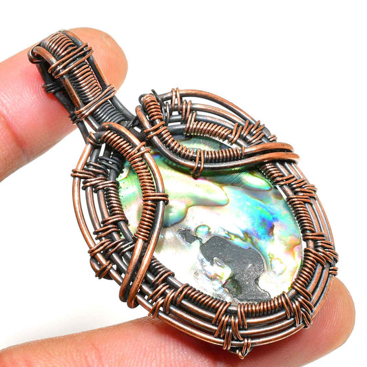 Ocean’s Embrace – Abalone Copper Pendant