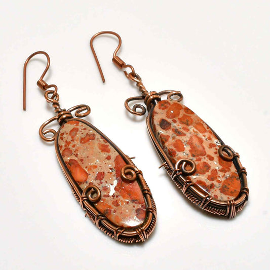 Ember’s Glow – Antique Copper Gemstone Earrings