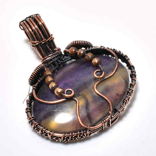 Ezra’s Veil – Mystic Amethyst & Copper Wire Pendant
