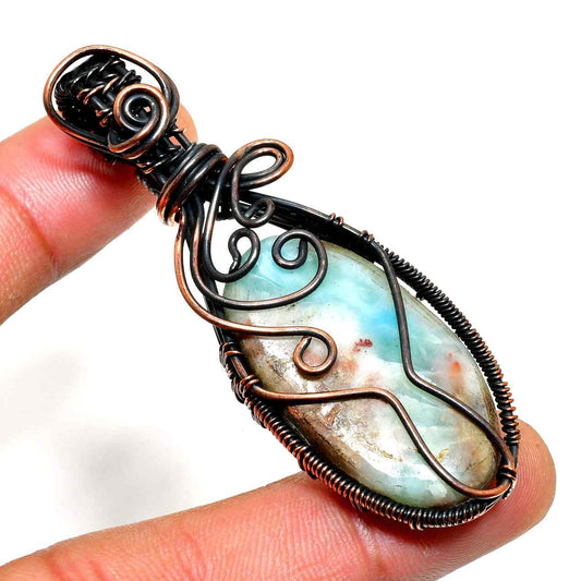 Ocean’s Embrace – Larimar & Copper Pendant