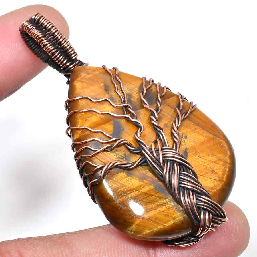 Golden Harmony – Oxidized Copper Tiger’s Eye Pendant