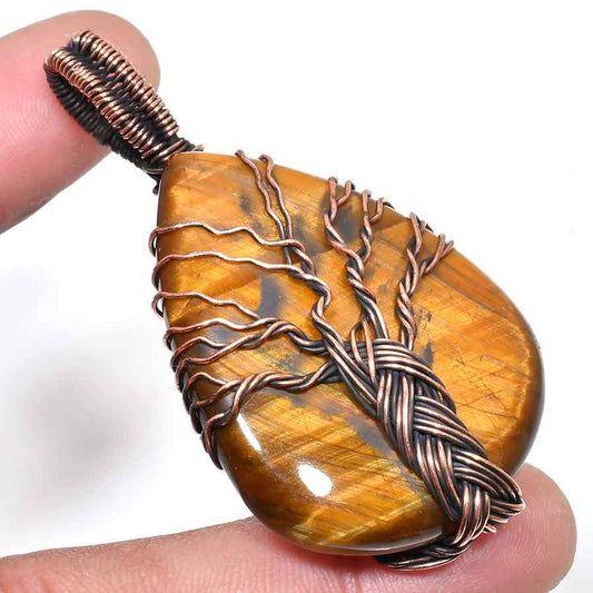Golden Harmony – Oxidized Copper Tiger’s Eye Pendant