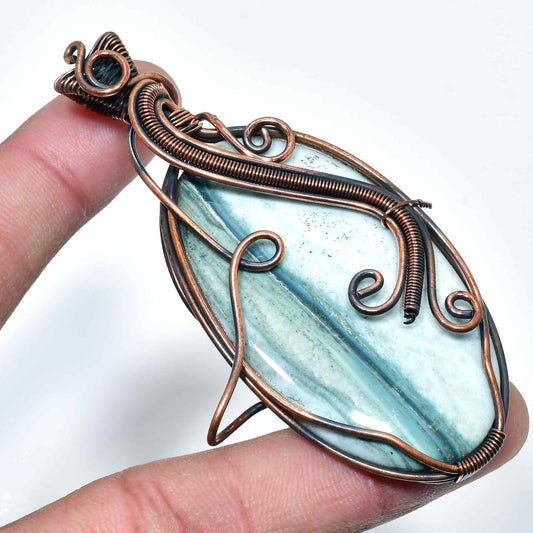 Ocean’s Embrace – Sea Glass & Copper Pendant