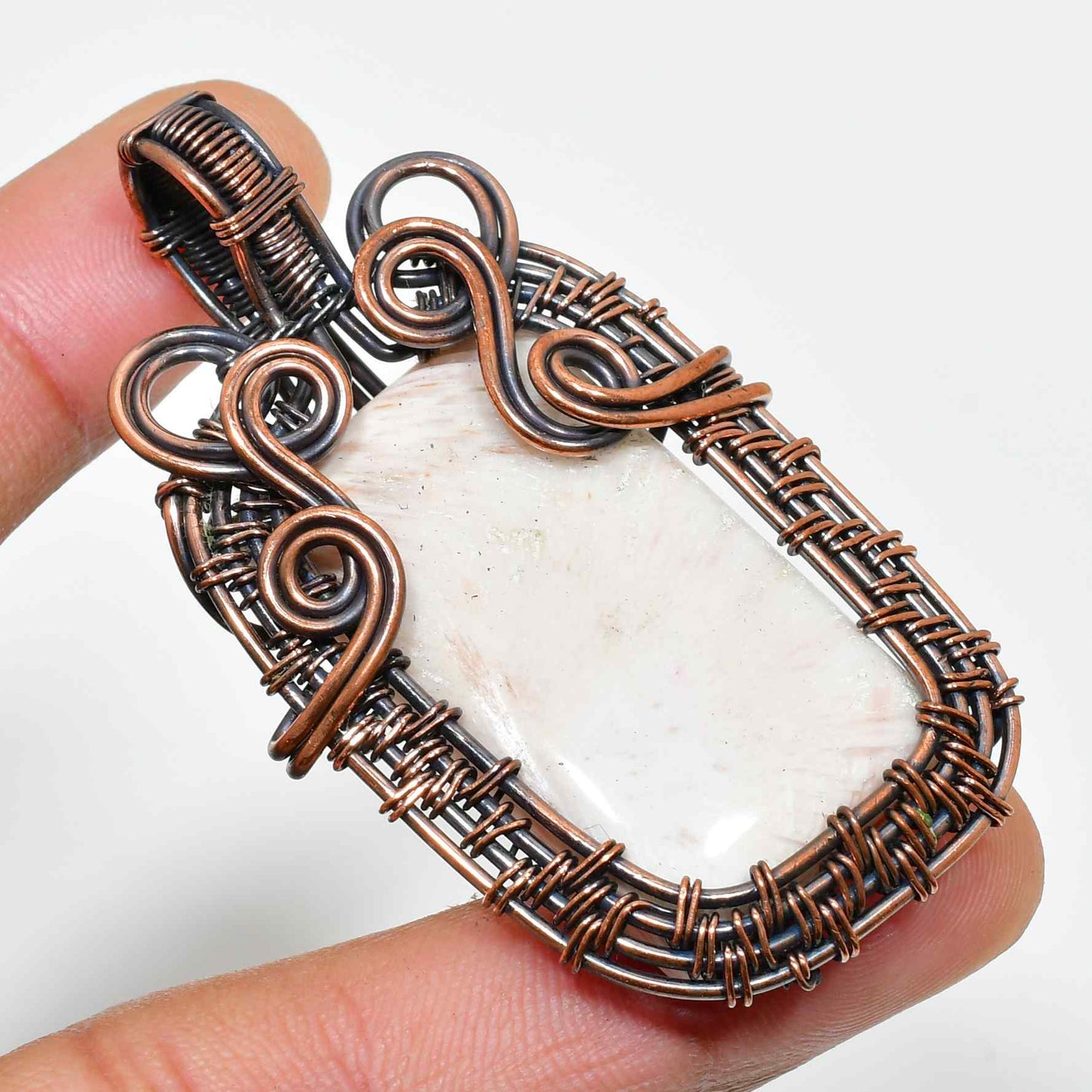 Celestial Whisper – White Quartz Copper Pendant