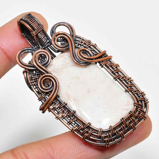 Celestial Whisper – White Quartz Copper Pendant