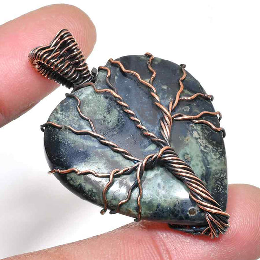 Gaia’s Embrace – Jade Copper Heart Pendant