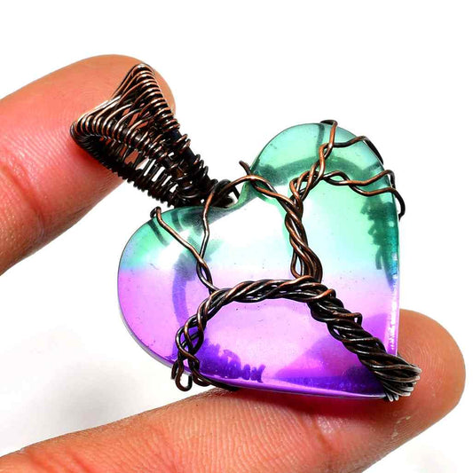 Serenity’s Heart – Fluorite & Copper Pendant