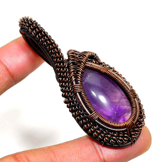 Ezra’s Veil – Handcrafted Amethyst & Copper Pendant