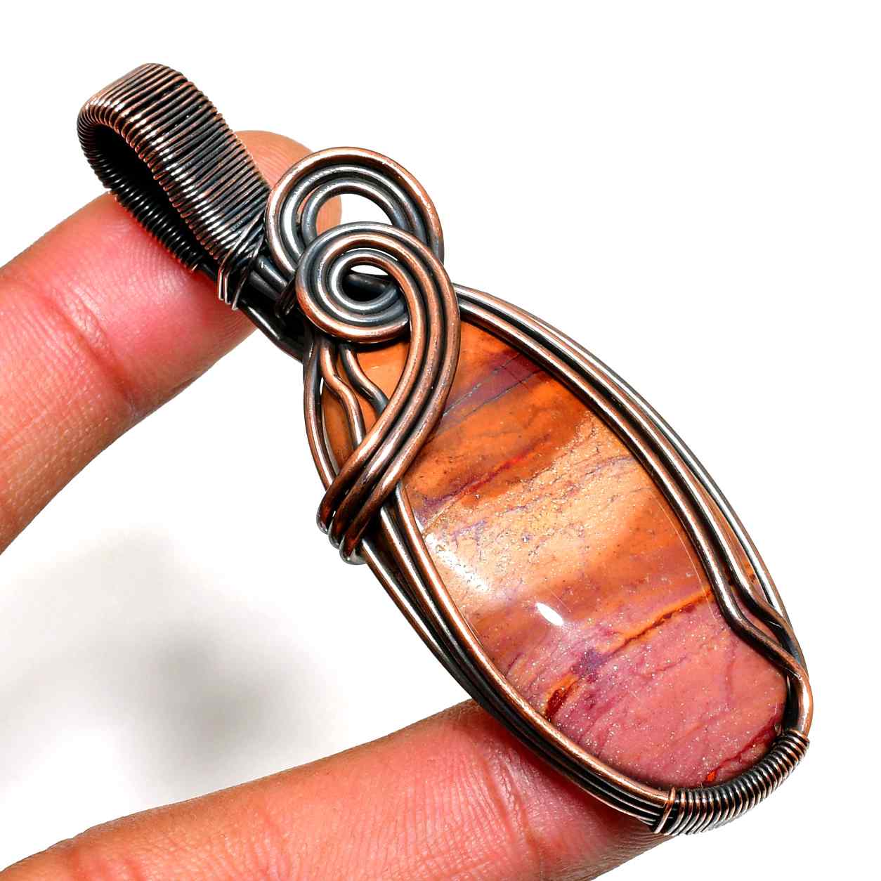 Terra’s Embrace – Copper-Wrapped Earthstone Pendant