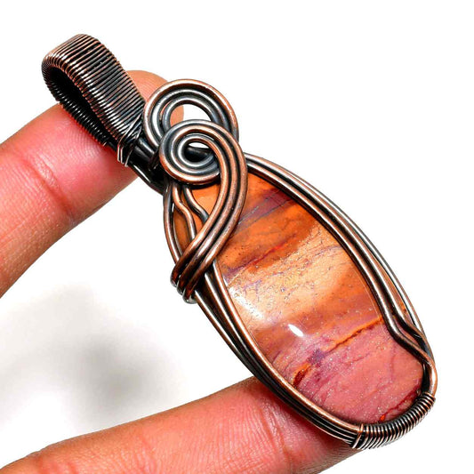 Terra’s Embrace – Copper-Wrapped Earthstone Pendant
