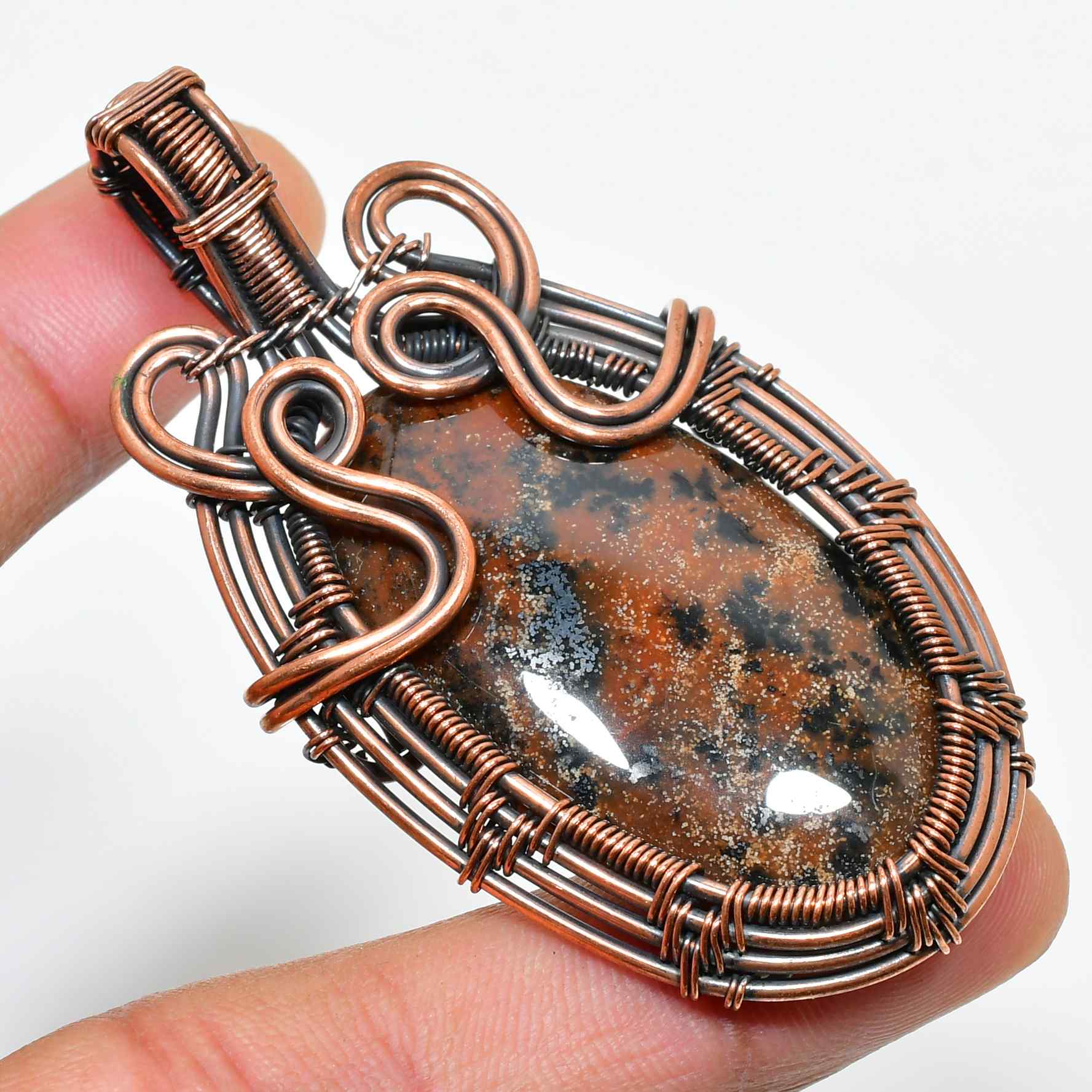 Gaia’s Embrace – Copper-Wrapped Gemstone Pendant