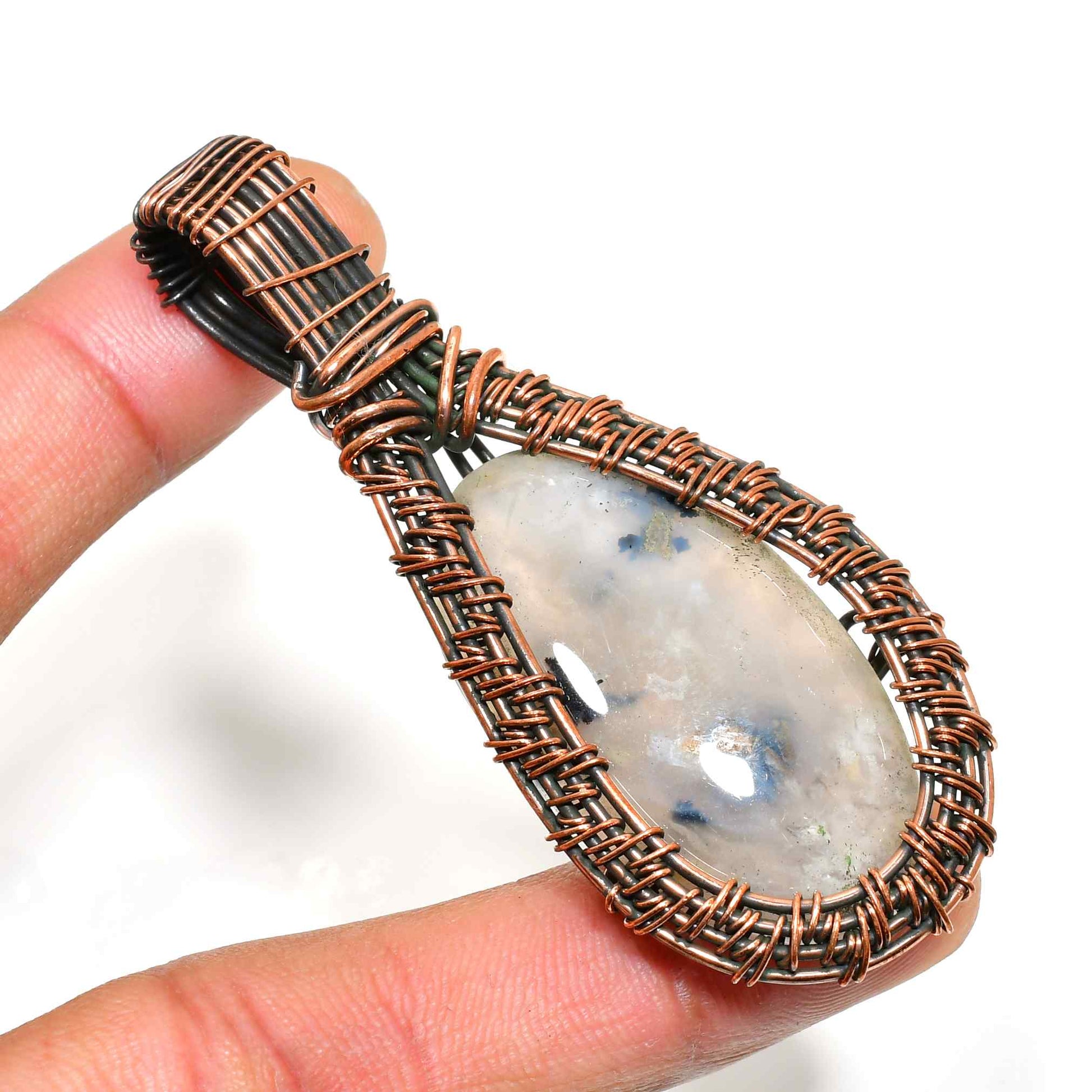 Luna’s Embrace – Moonstone Copper Pendant