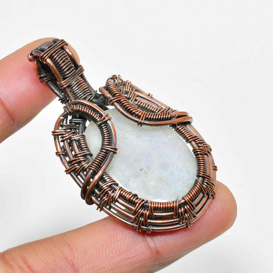 Luna’s Whisper – Moonstone Copper Pendant