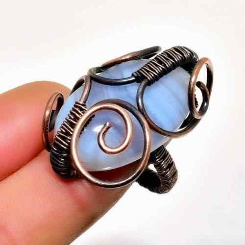 Ocean’s Lullaby – Blue Chalcedony Copper Ring