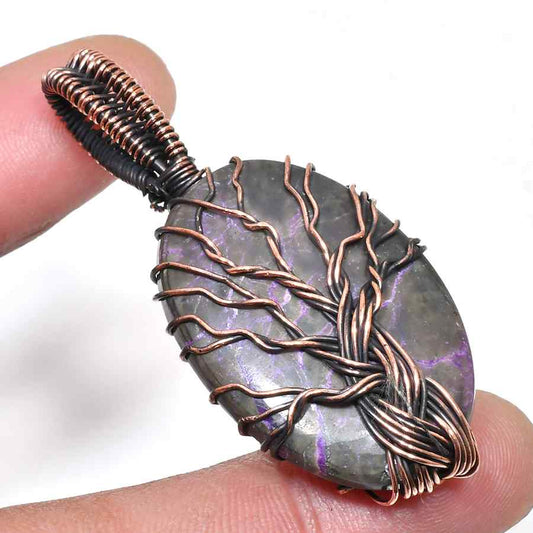 Ezra’s Veil – Amethyst Copper Wire Pendant