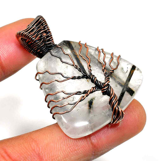 Tree of Clarity – Clear Quartz Copper Pendant