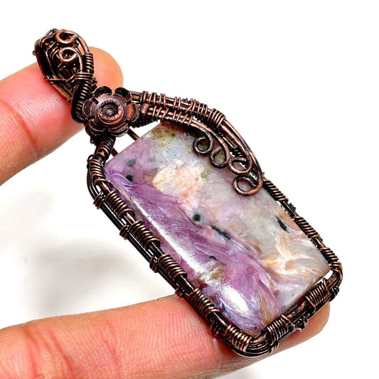 Gaia’s Embrace – Oxidized Copper Stone Pendant