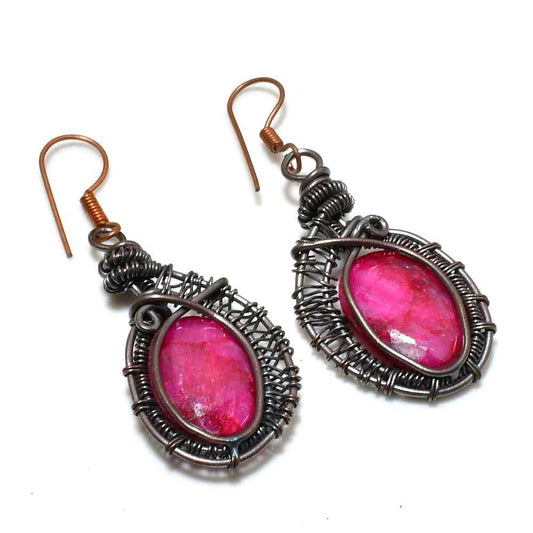 Seraphine’s Flame – Ruby Copper Earrings