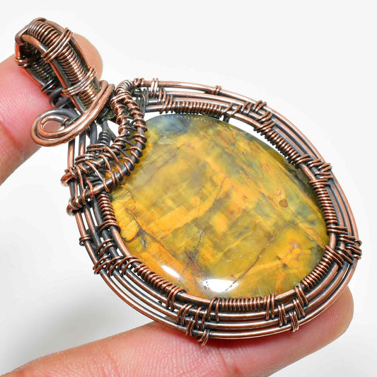 Ember’s Radiance – Copper-Wrapped Tiger’s Eye Pendant