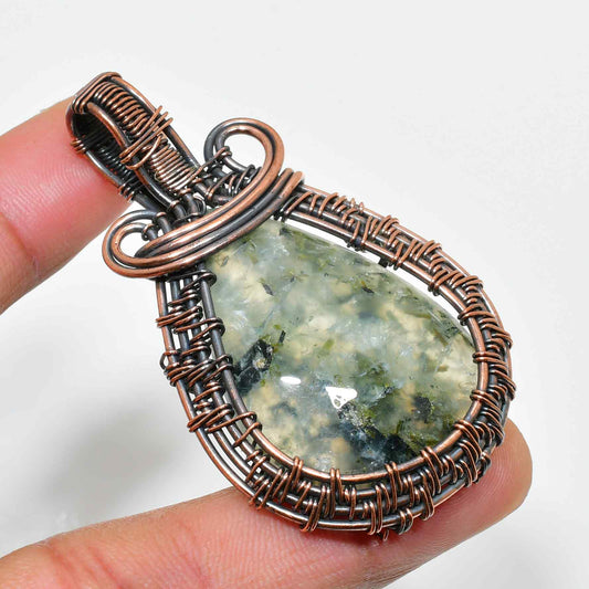 Tranquil Grove – Moss Agate Copper Pendant