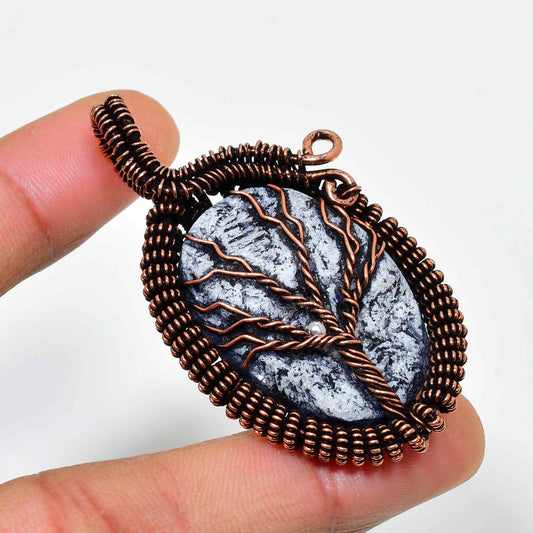Gaia’s Embrace – Copper Wire Earthstone Pendant