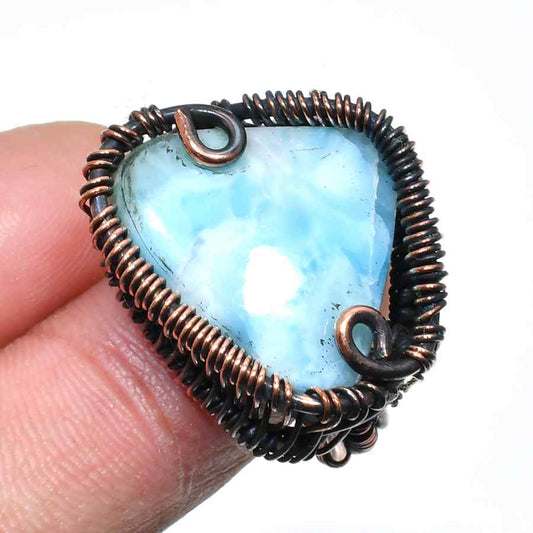 Ocean’s Whisper – Larimar Copper Pendant