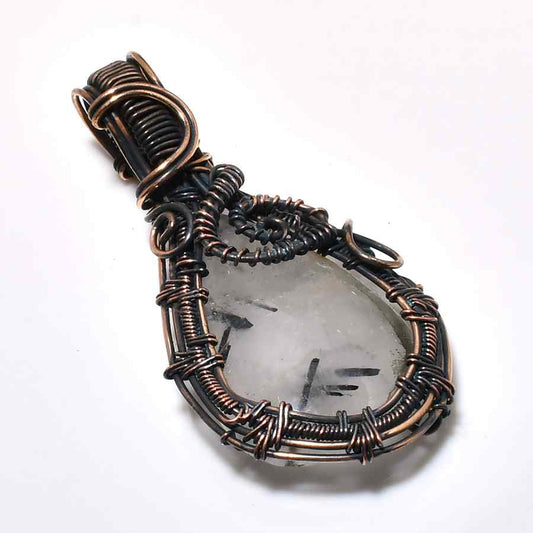 Grounded Radiance – Oxidized Copper Quartz Pendant