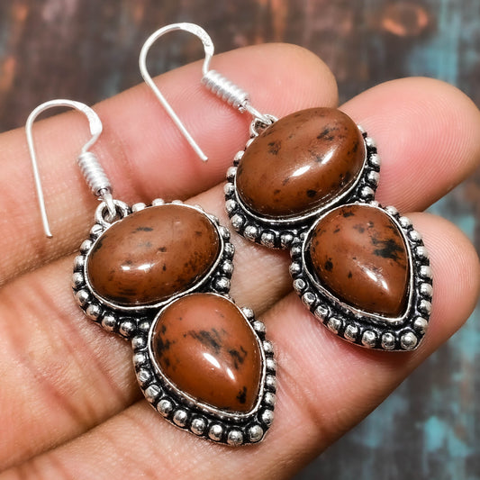 Gaia’s Embrace – Brown Jasper Silver Earrings