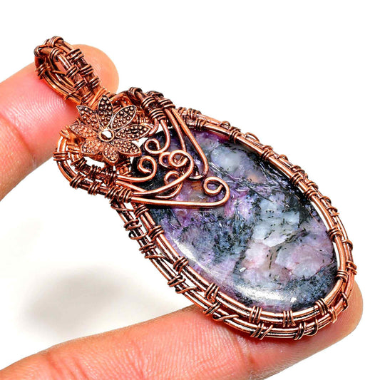 Ezra’s Veil – Amethyst & Oxidized Copper Pendant