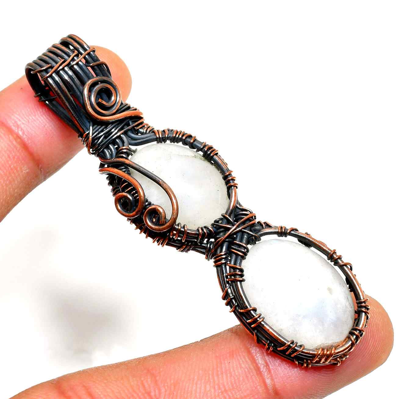 Luna’s Embrace – Moonstone Copper Pendant