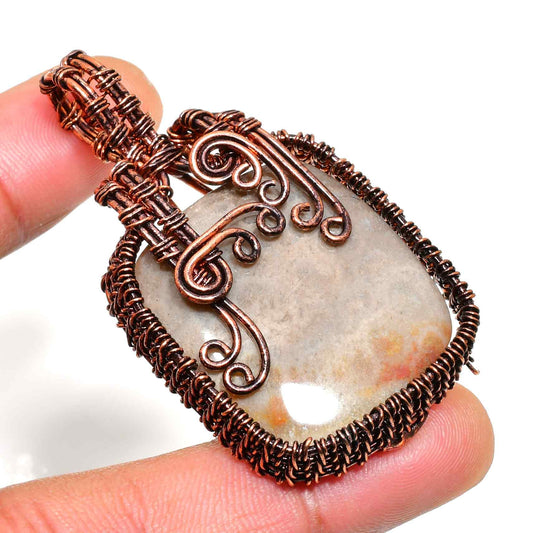 Ezra’s Veil – Copper-Wrapped Natural Stone Pendant