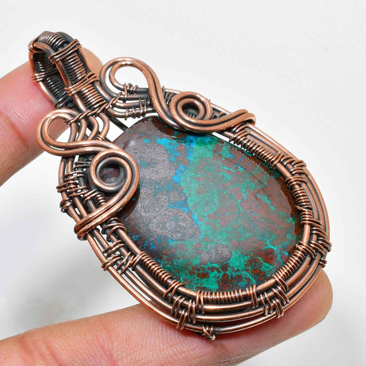 Tranquil Guardian – Turquoise & Oxidized Copper Pendant