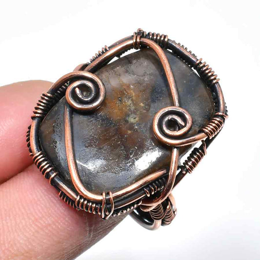 Gaia’s Anchor – Oxidized Copper Gemstone Ring