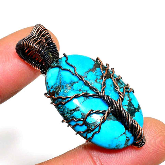 Earth’s Embrace – Turquoise Tree of Life Pendant