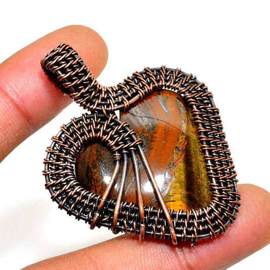 Ember’s Heart – Blackened Copper Tiger’s Eye Pendant