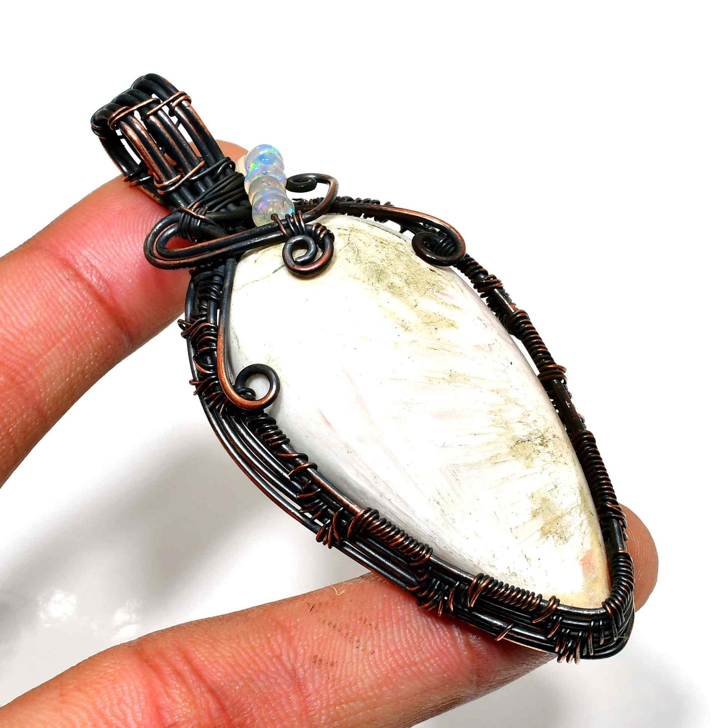 Gaia’s Harmony – Copper-Wrapped Quartz Pendant