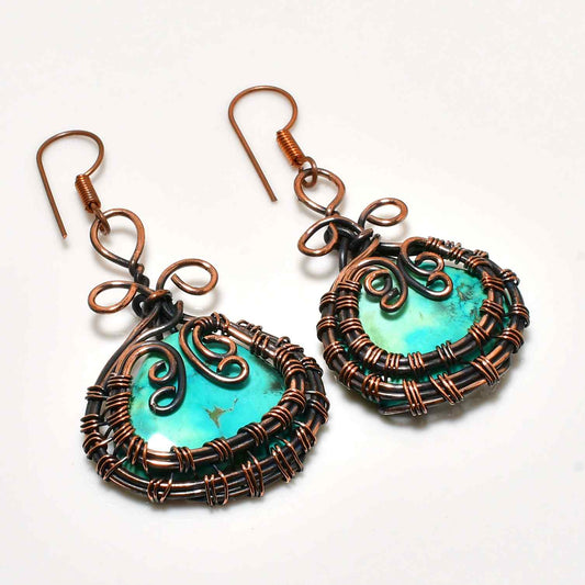 Serenity’s Shield – Turquoise Copper Earrings