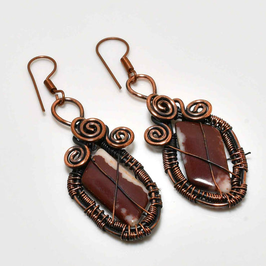 Ember’s Embrace – Jasper Copper Earrings