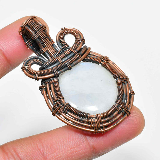 Luna’s Embrace – Copper Moonstone Pendant