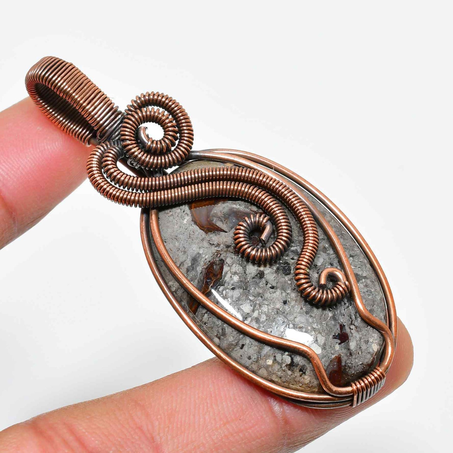 Terra’s Heart – Oxidized Copper & Stone Pendant