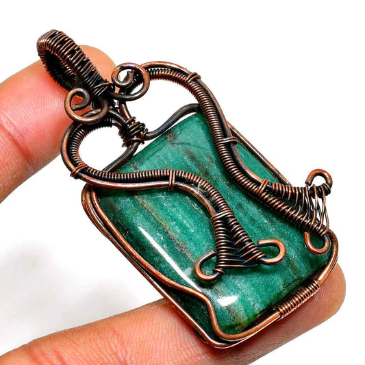 Gaia’s Coil – Serpentine Copper Pendant