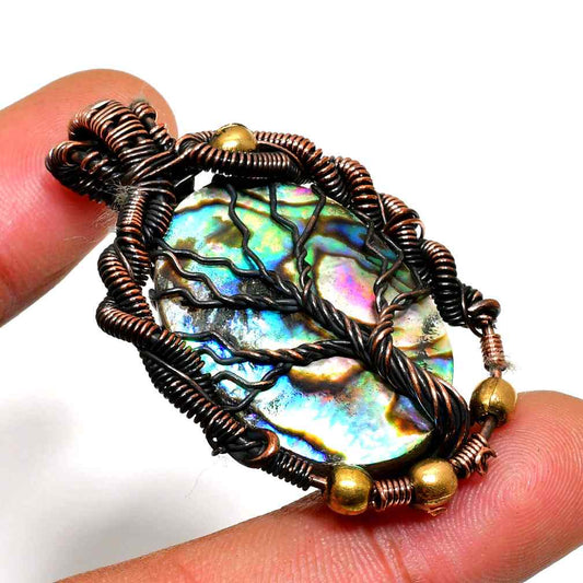 Lunar Grove – Labradorite Copper Tree of Life Pendant